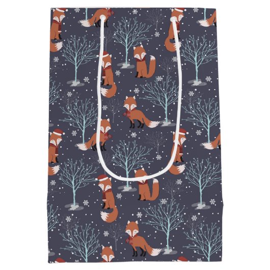 Cute Winter Foxes Mittlere Geschenktüte (Rückseite)