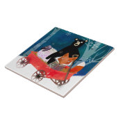 Cute Winter Friends in Red Wagon Ceramic Tile Fliese (Seite)