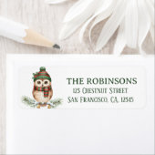 Cute Winter Owl Snow Return Address Label (Insitu)