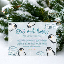 Cute winter penguin igloos snow baby shower
