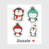Cute Winter Penguin Kawaii Sticker Set (Blatt)