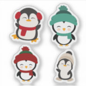 Cute Winter Penguin Kawaii Sticker Set (Vorderseite)