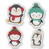 Cute Winter Penguin Kawaii Sticker Set (Vorderseite)