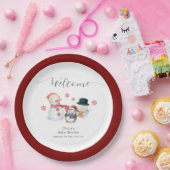 Cute Winter Penguin Snowman Baby Shower Welcome  Pappteller (Party)
