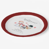 Cute Winter Penguin Snowman Baby Shower Welcome Pappteller (Schrägansicht)