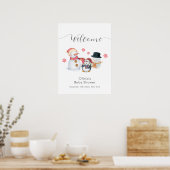Cute Winter Penguin Snowman Baby Shower Welcome  Poster (Küche)