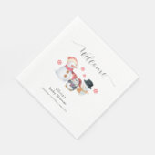 Cute Winter Penguin Snowman Baby Shower Welcome Serviette (Ecke)