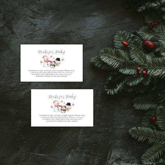 Cute Winter Penguin Snowman Books For Baby Shower  Begleitkarte