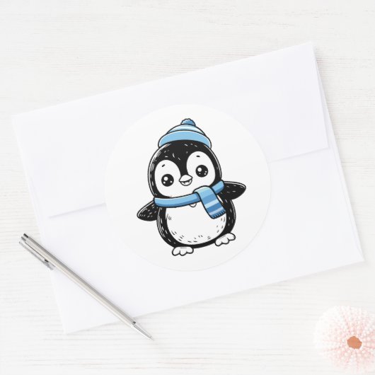 Cute Winter Penguin Sticker | Penguin with Hat  (Umschlag)