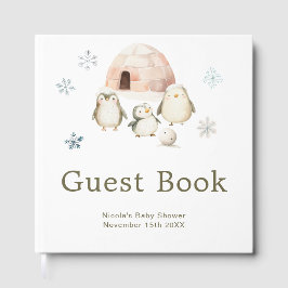 Cute Winter Penguins Baby Shower  Gästebuch