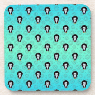 Cute Winter Penguins over Teal and Mint Green Untersetzer