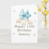 Cute Winter Polar Bears Birthday Party Karte (Gelbe Blume)