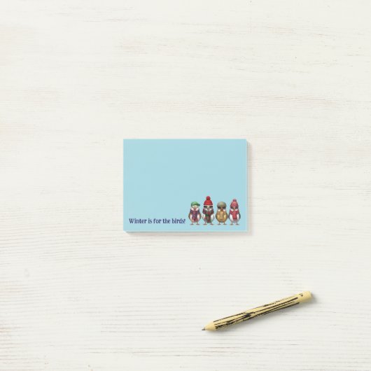 Cute Winter Post It Notes | Winter Birds Post-it Klebezettel (Auf Schreibtisch)