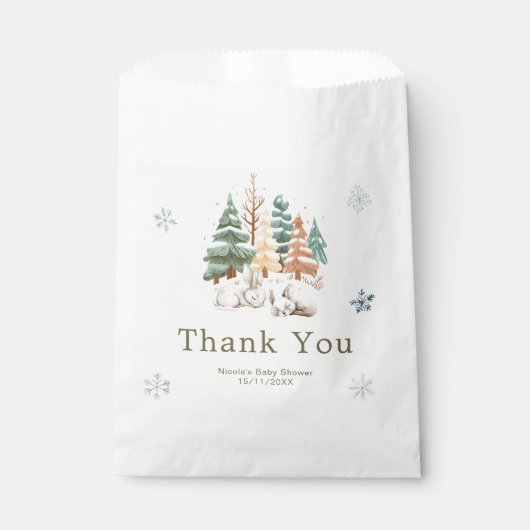 Cute Winter Rabbits Baby Shower Geschenktütchen (Vorderseite)
