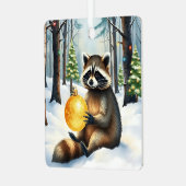 Cute Winter Raccoon with Gold Ornament Christmas (Vorderseite links)