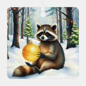 Cute Winter Raccoon with Gold Ornament Christmas (Vorderseite)
