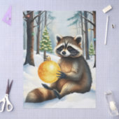 Cute Winter Raccoon with Gold Ornament Christmas Seidenpapier (Basteln)
