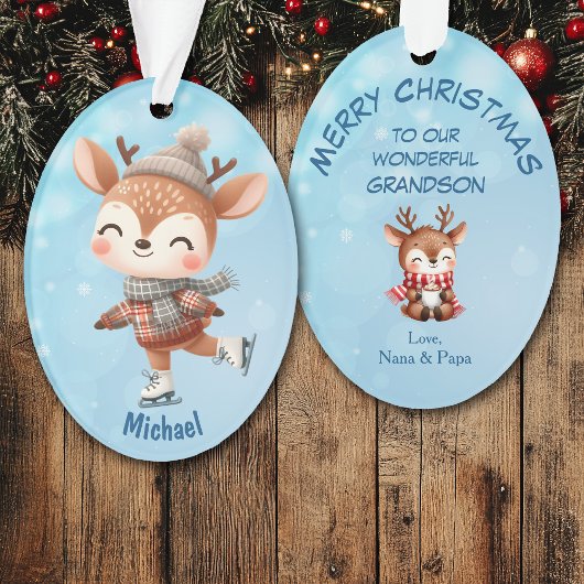 Cute Winter Reindeer Grandchild Christmas Ornament