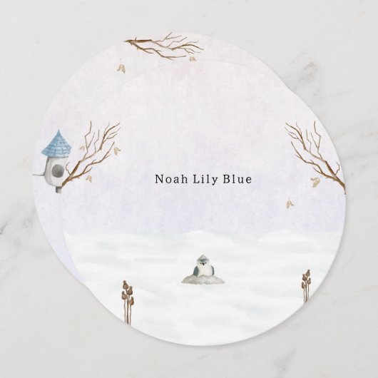 Cute Winter Scene With Little Bird In The Snow Einladung (Vorne/Hinten)