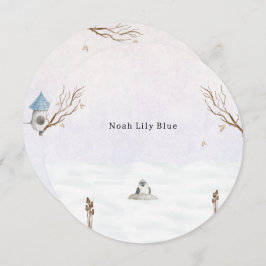 Cute Winter Scene With Little Bird In The Snow Einladung