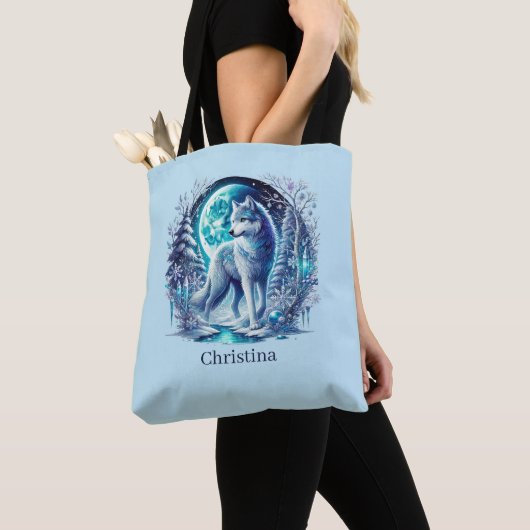 Cute Winter Seasonal wolf Tasche (Von Nahem)
