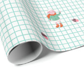 Cute Winter Sheep & Acorns on Mint Grid- Christmas Geschenkpapier (Rolleneckpunkt)