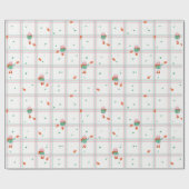 Cute Winter Sheep & Pinecones on Mint-Coral Plaid Geschenkpapier (Flach)