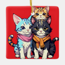 Cute Winter Snow Christmas Cat Lover Holiday Gift Keramikornament