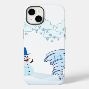 Cute winter snowman and wind Case-Mate iPhone 14 hülle