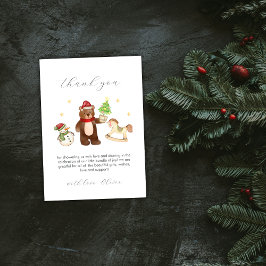 Cute Winter Teddy Bear Snowman Toys Baby Shower Dankeskarte