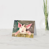 Cute Winter Wonderland Pig in Snow Blank Card Dankeskarte (Vorderseite)