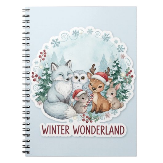 Cute Winter Woodland Animals Journal Notizblock (Vorderseite)