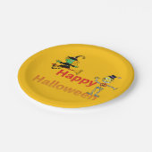 Cute Witch and Skeleton Halloween Fun Pappteller (Schrägansicht)