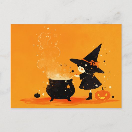 Cute Witch Brewing Magic Potion Postkarte (Vorderseite)