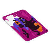 Cute Witch Cat Flying on Broom Halloween Kawaii Magnet (Rechte Seite)
