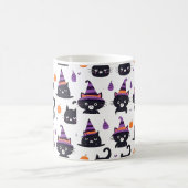 Cute Witch Cat & Hat Pattern Halloween Spooky Cat  Kaffeetasse (Mittel)