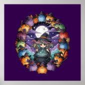 Cute Witch Creating Magical Moments With Toads Poster (Vorne)