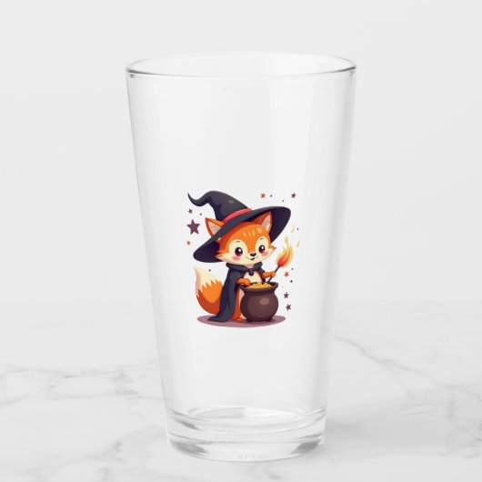 Cute Witch Fox � Magical Halloween Animal Tee Glas (Vorderseite)
