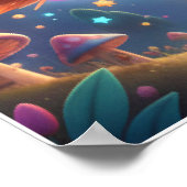 Cute Witch Girl Flying on Broom | Kawaii Fantasy Poster (Ecke)