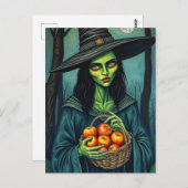 Cute Witch With Apples Postkarte (Vorne/Hinten)