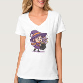 Cute Witch with Candy - Halloween Cute Design T-Shirt (Vorderseite)
