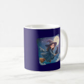 Cute Witch With Cat Mug Kaffeetasse (VorderseiteRechts)