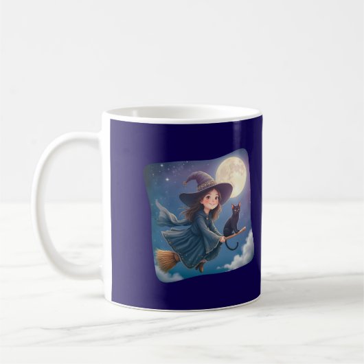 Cute Witch With Cat Mug Kaffeetasse (Links)