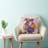 Cute Witch with Pumpkin Halloween Pillow Kissen (Stuhl )