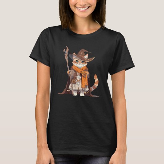Cute Wizard Cat Magical Kitten Video Game Gamer Ca T-Shirt (Vorderseite)