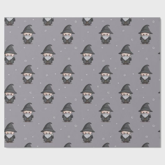 Cute Wizard Wrapping Paper Geschenkpapier (Flach)
