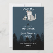 Cute Wolf Baby Pup and Mom Woodland Baby Shower Einladung (Vorderseite)