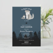 Cute Wolf Baby Pup and Mom Woodland Baby Shower Einladung (Stehend Vorderseite)