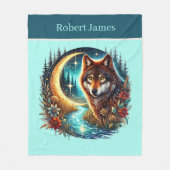 Cute wolf lovers add name  fleecedecke (Vorderseite)