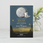 Cute Wolf Pack Woodland Moon Howling Baby Shower Einladung (Stehend Vorderseite)